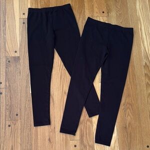 The Children's Place Girls Solid Black Leggings Size Large 10 12 Two Pairs